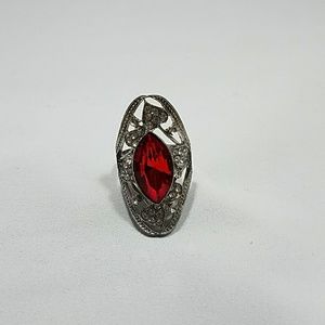 Red and white Chrystal statement rings